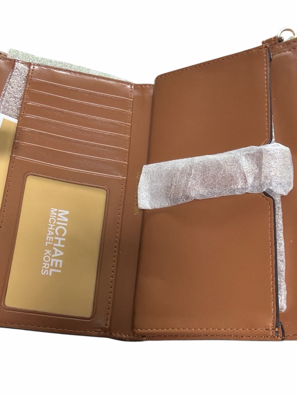 Michael Kors Jet Set Double Zip Wristlet Brown Multi Star Print Wallet Phone - Picture 3 of 6